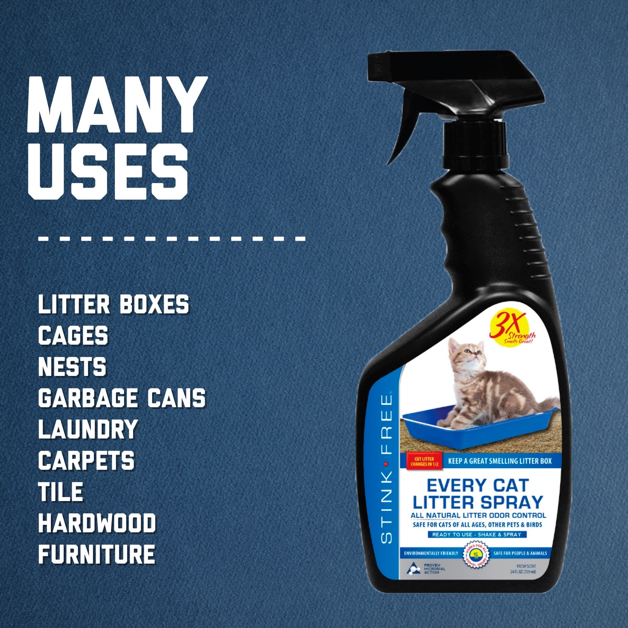 Every Cat Litter Spray - Urine Enzyme Cat Odor Spray Instantly Eliminate Litter Box Odor & Cut Litter Box Changes in Half!
