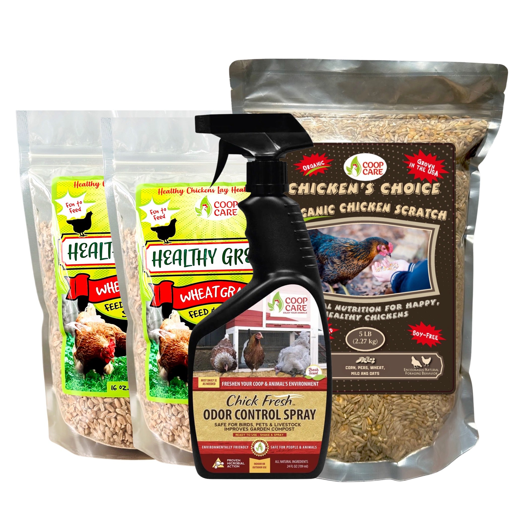 Healthy Greens Wheatgrass Scratch Feed & Fodder Seed, 1lb Bag. Premium Wheat Berries, Non-GMO Wheatgrass for Backyard Chickens, Plant Indoors/Outdoors. Also Ideal for Cats, Dogs w/Chick Fresh