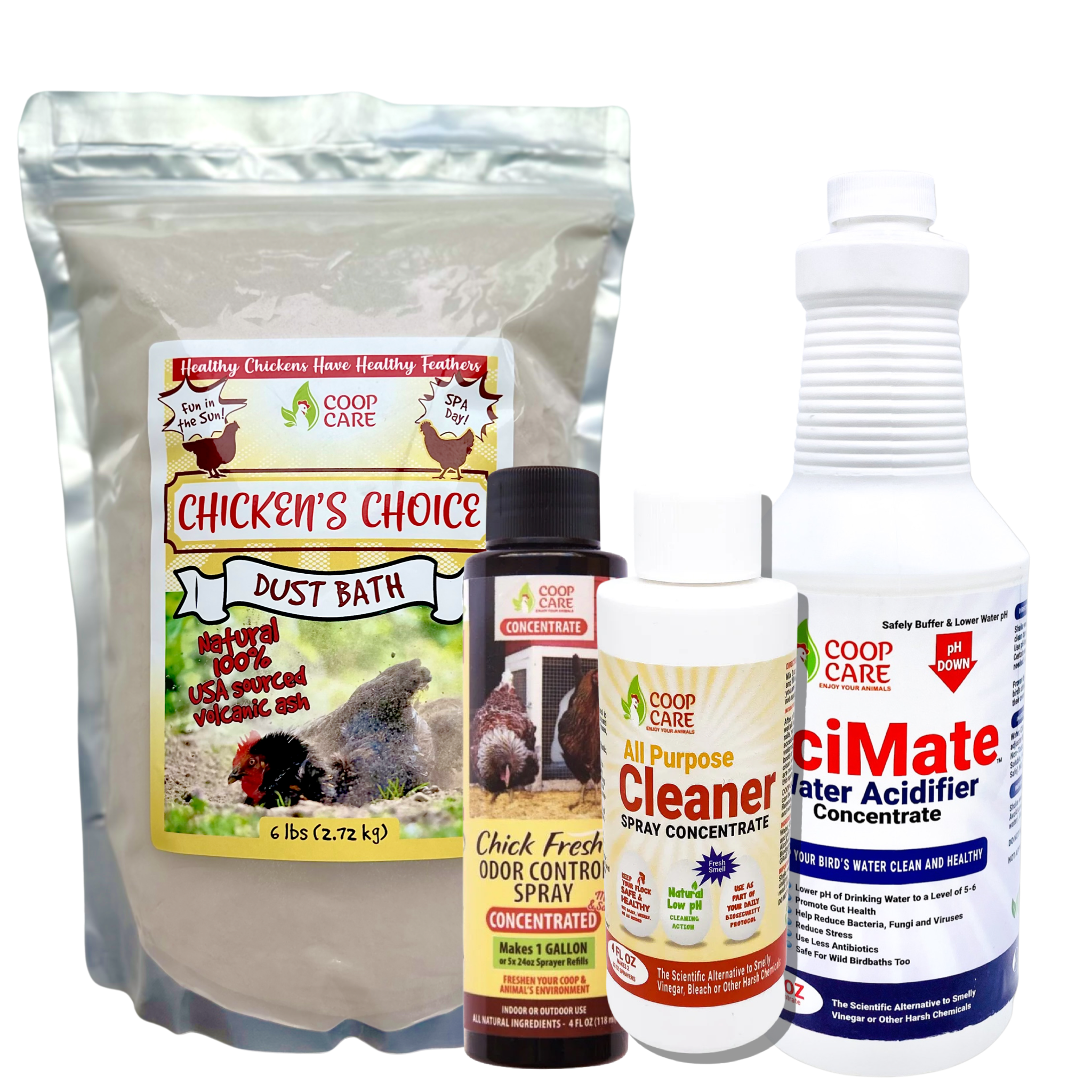 The Happy, Healthy Chicken Pack - Dust Bath, Chick Fresh, AciMate & Coop Cleaner