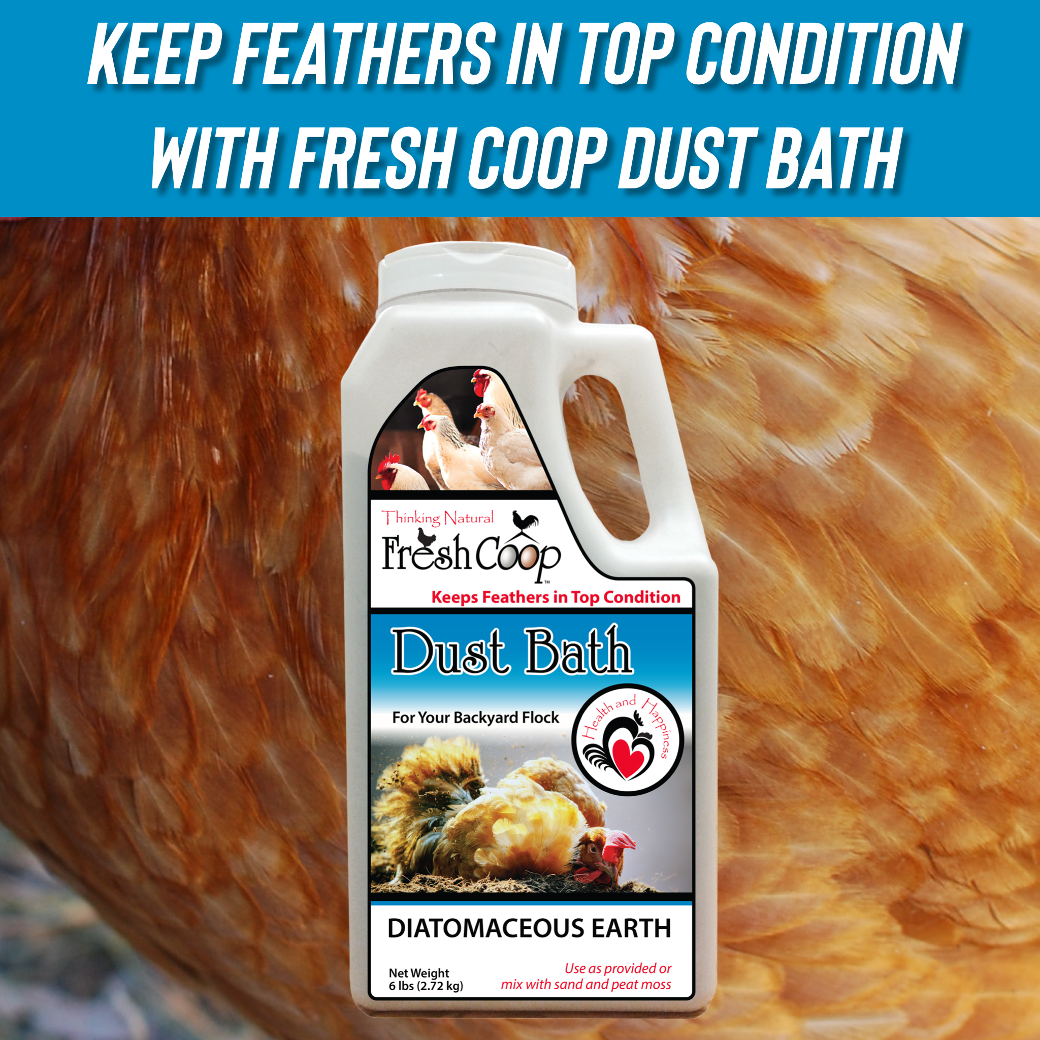 Absorbent Dust Bath for Backyard Chickens w/ FREE Chick Fresh 24 oz | Control and Eliminate odors