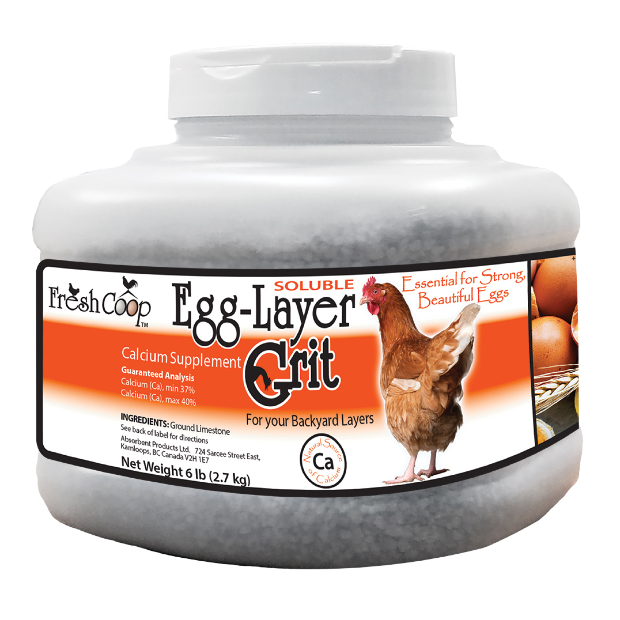 Absorbent Chicken Egg Layer Grit for Better Poultry Egg Production | Calcium Limestone Supplement for Layers | Organic and Easy to Pour 6 lb Jug. Must Need Supplies